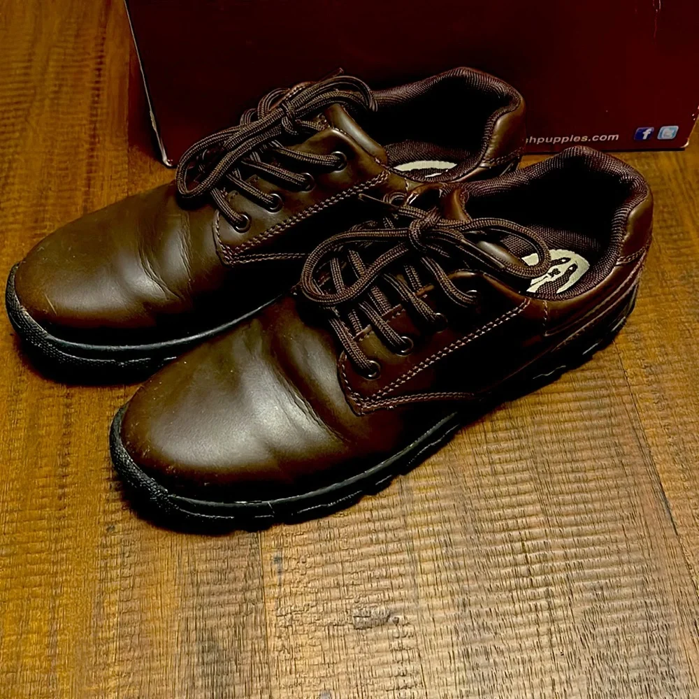 Hush Puppies Boys Brown Leather Lace-Up Dress Shoes